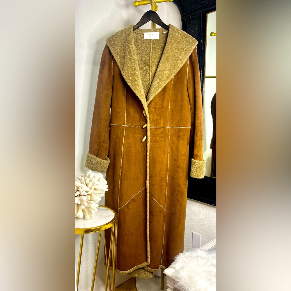 Dana Buchman Faux Suede Shearling Coat
